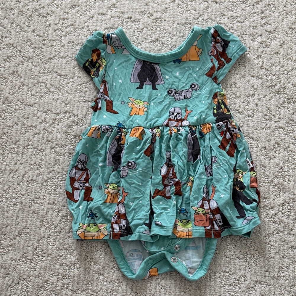 Little Sleepies Star Wars Grogu and Friends Dress with Bodysuit